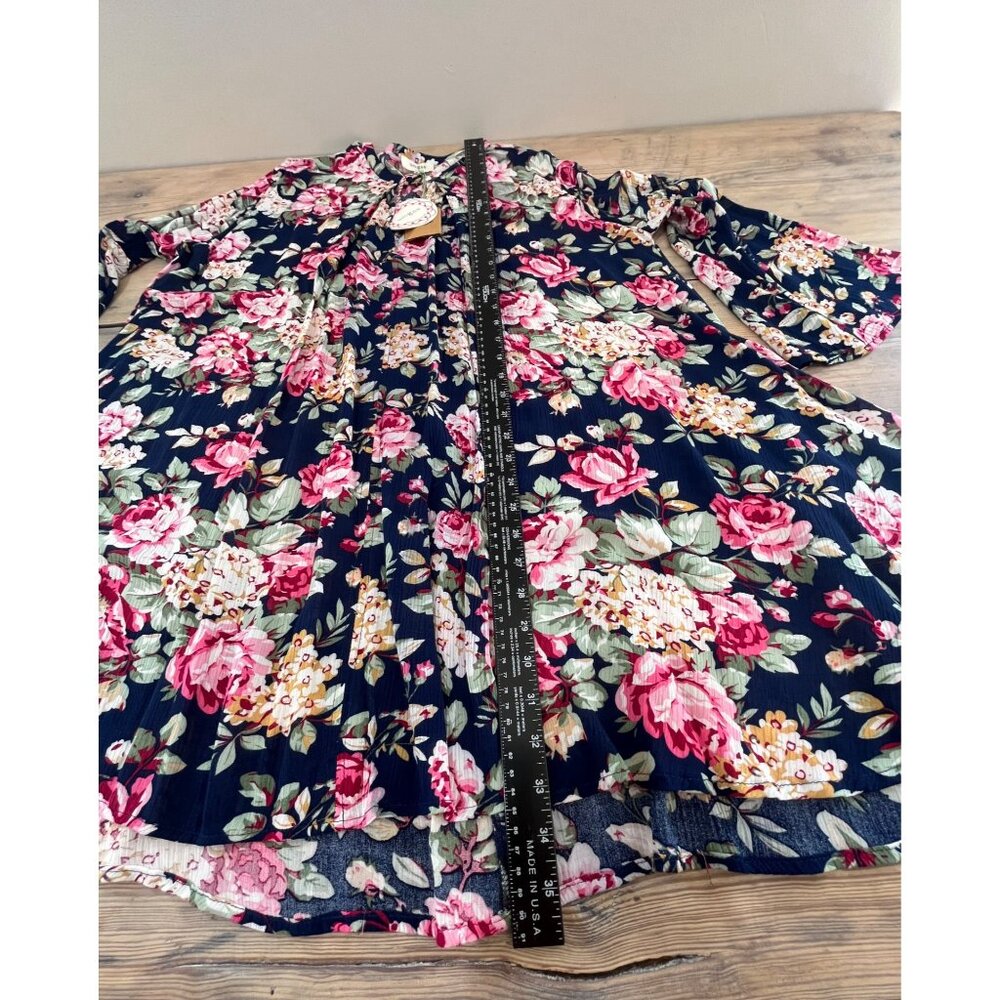 Umgee Bell Sleeve Dress Womens S Pink Rose Print Flowy Cottage - Picture 8 of 8